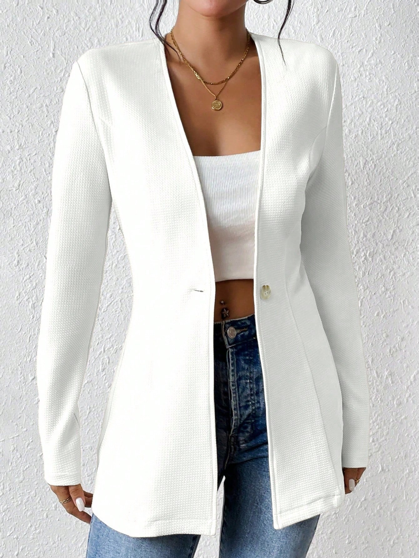 Korean Fashion Temperament V-neck Long Sleeve Small Suit Jacket - Image 6