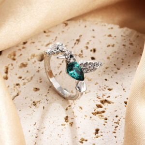 Green Hummingbird Opening Adjustable Ring