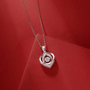 With You In My Heart - A Fashionable And Trendy Jewelry Necklace Pendant Set With 0.5-carat Moissanite S925 Sterling Silver And Platinum Plating