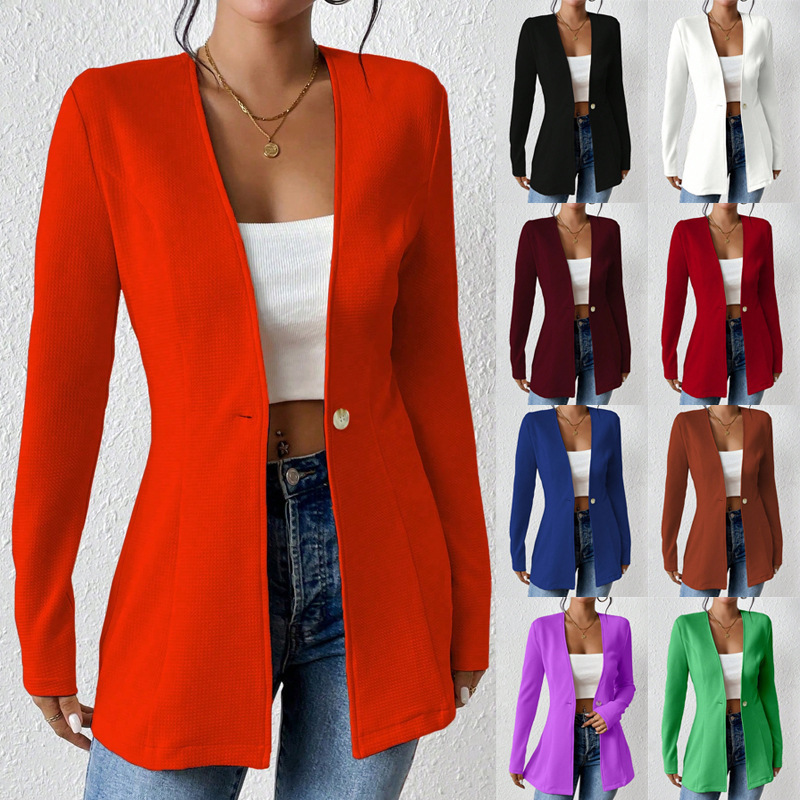 Korean Fashion Temperament V-neck Long Sleeve Small Suit Jacket