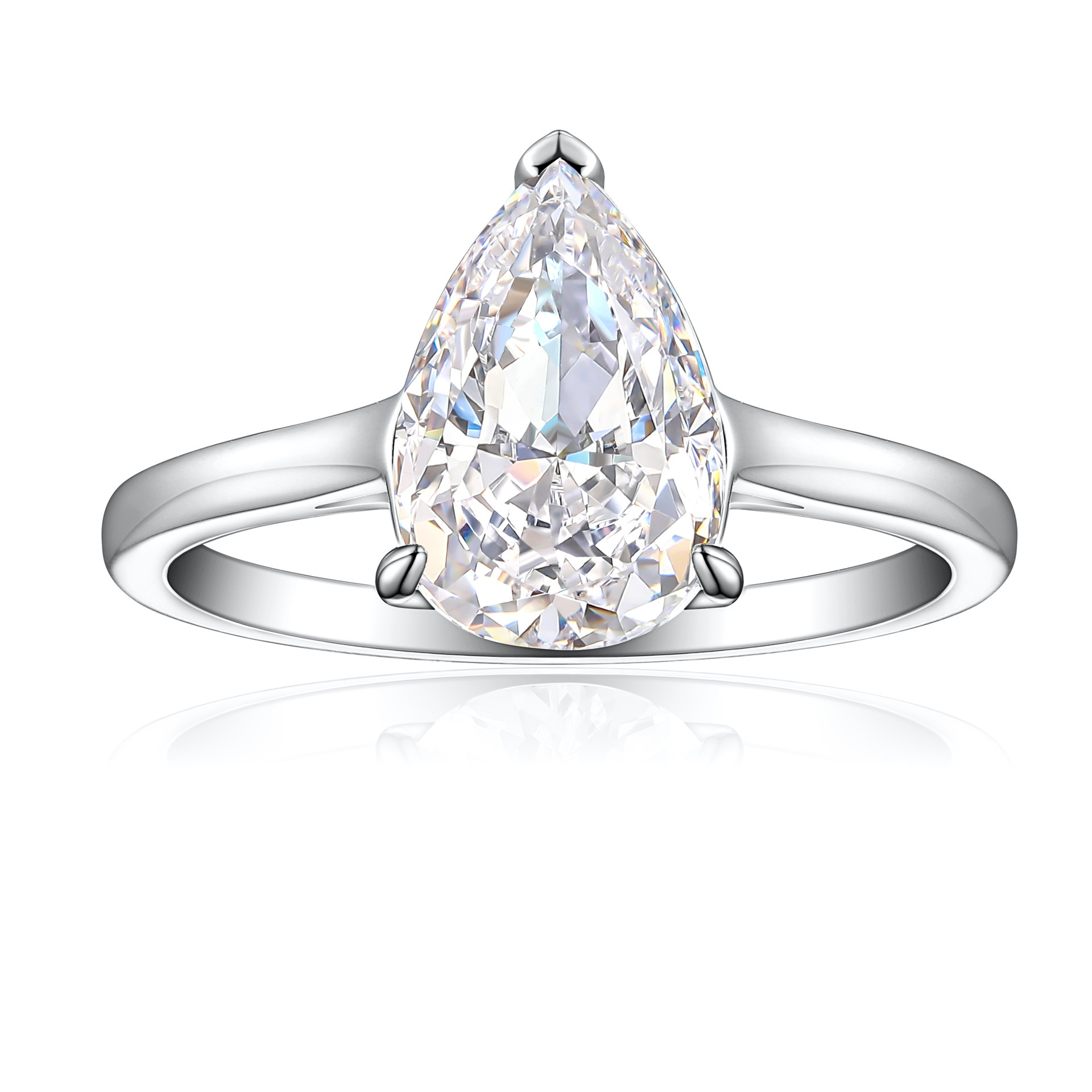 High-end S925 Sterling Silver 4ct Drop-shaped Ice Flower Cut Ring 812 Colored Gems High Carbon Diamond Women's Ring - Image 7