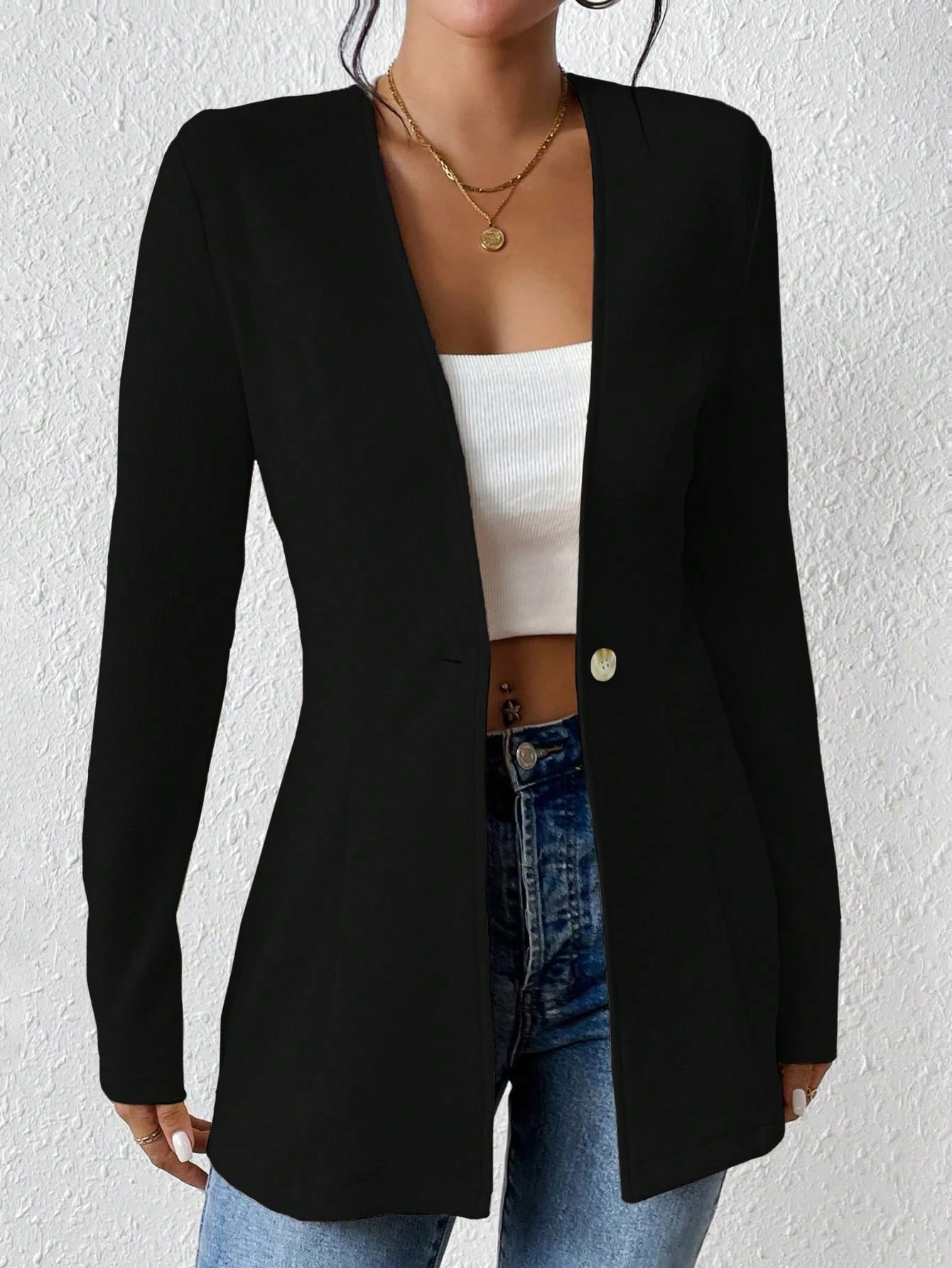 Korean Fashion Temperament V-neck Long Sleeve Small Suit Jacket - Image 2