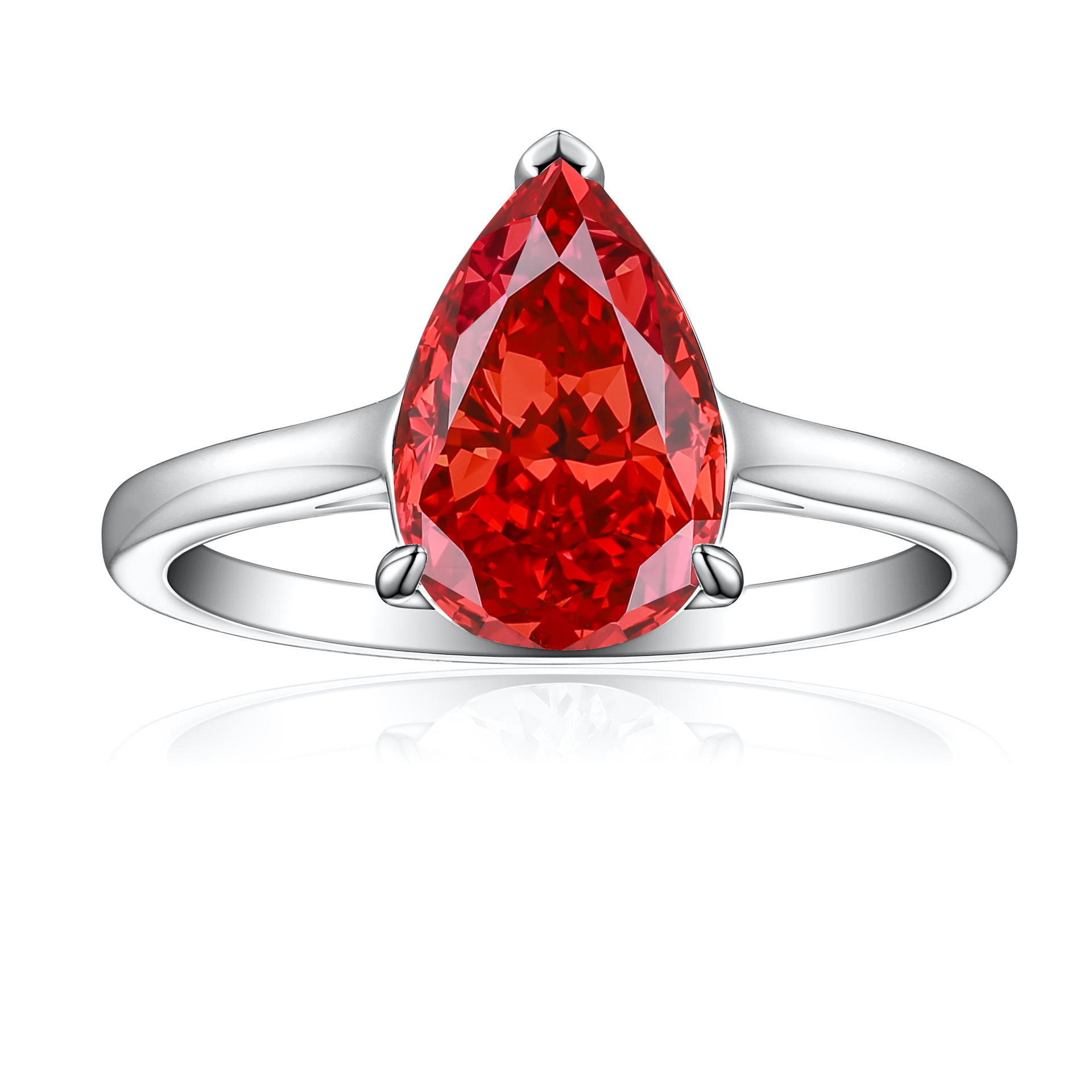 High-end S925 Sterling Silver 4ct Drop-shaped Ice Flower Cut Ring 812 Colored Gems High Carbon Diamond Women's Ring - Image 3