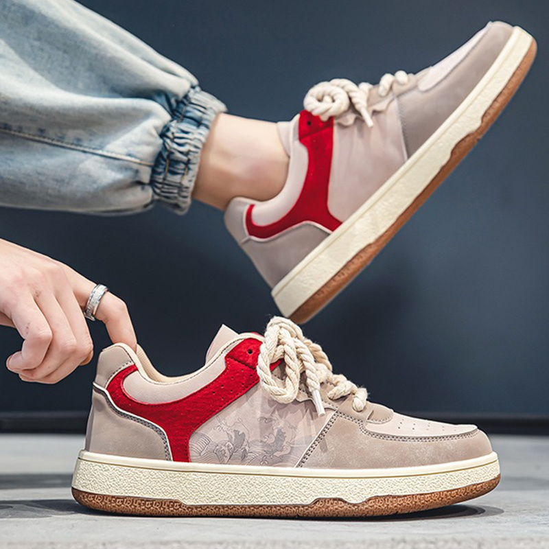 Lace-up Casual Shoes Men Soft Thick Sole Fashion Comfortable Breathable Flats Sneakers Student Platform Outdoor Walking Shoes - Image 2