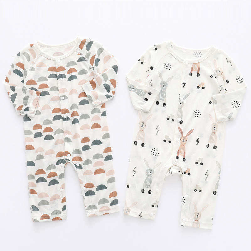 Light And Soft Bamboo Fiber Baby Jumpsuit Floral Animal Cute Print Spring Autumn Newborn Clothes Unisex Long Sleeve Baby Rompers For Boys Girls - Image 4