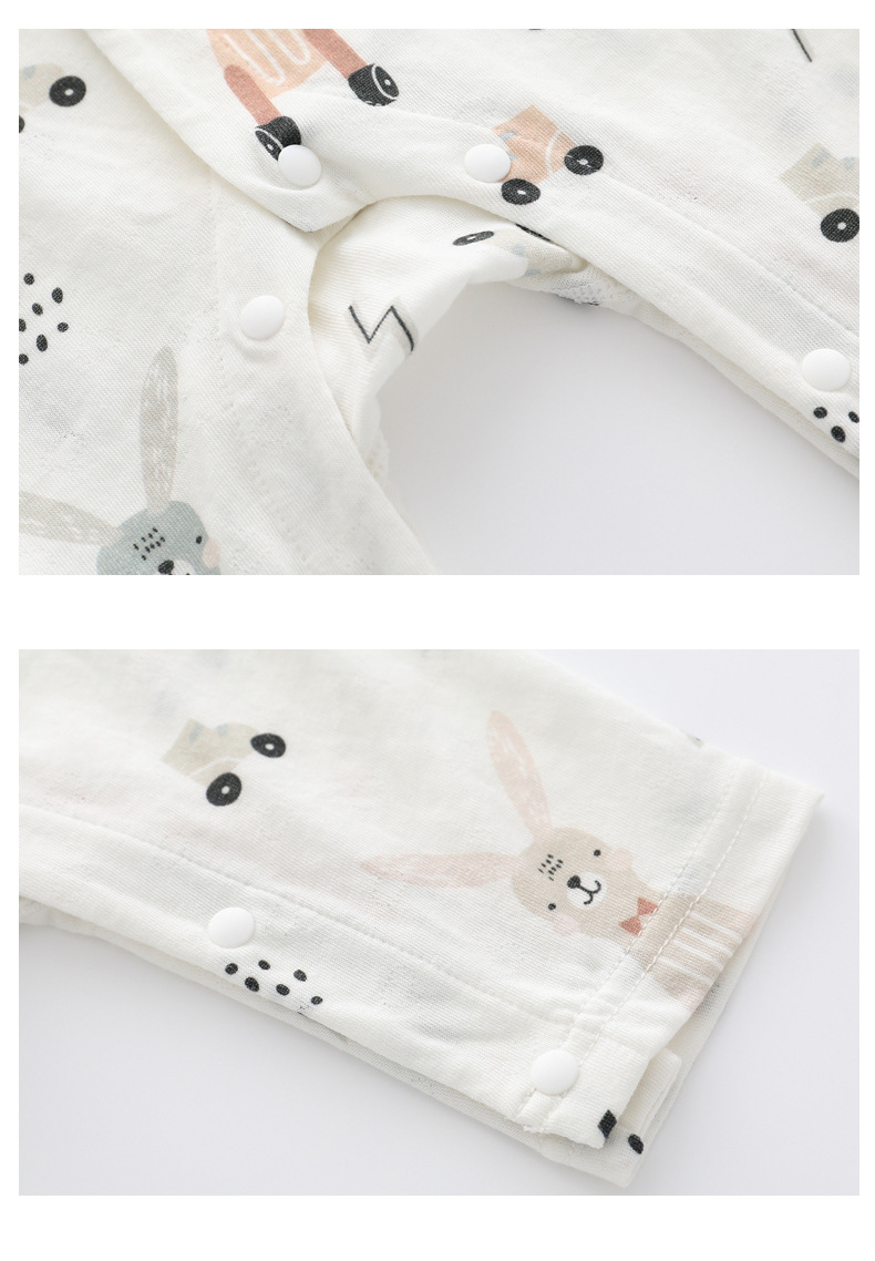Light And Soft Bamboo Fiber Baby Jumpsuit Floral Animal Cute Print Spring Autumn Newborn Clothes Unisex Long Sleeve Baby Rompers For Boys Girls - Image 2