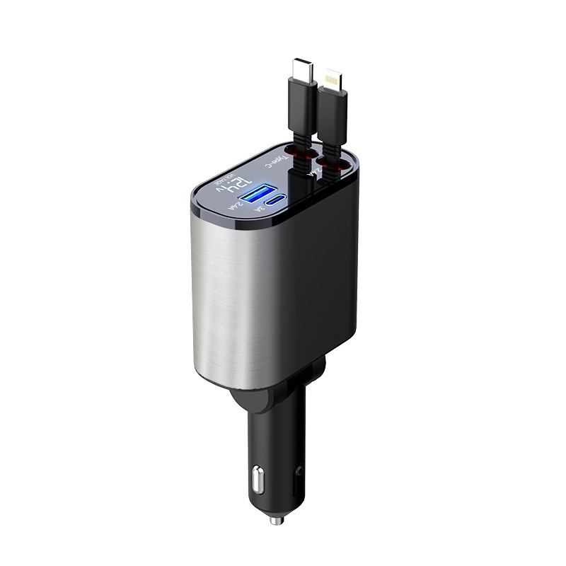 Metal Car Charger 100W Super Fast Charging Car Cigarette Lighter USB And TYPE-C Adapter - Image 6
